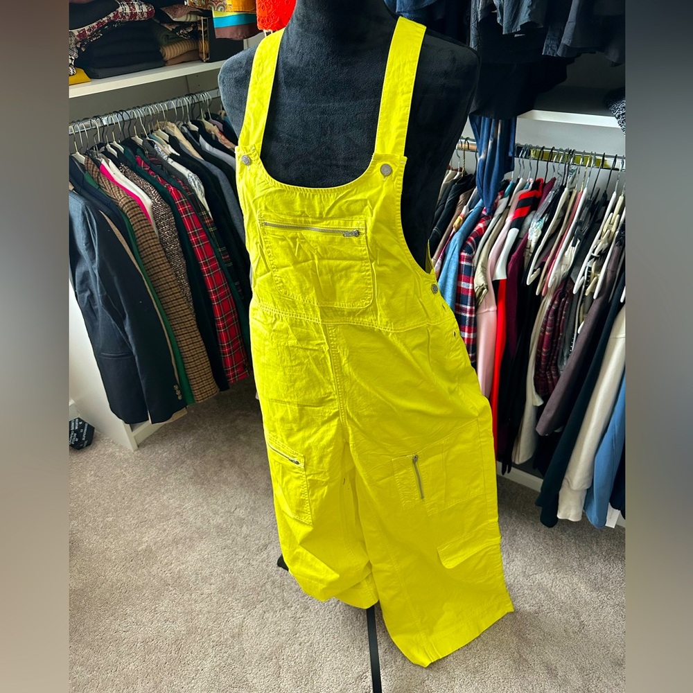 BDG Lime White Wide Leg Overalls Size Small NWT